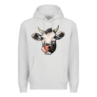 Dove Grey Cow Premium Hoodie - HowdyJamesFarm