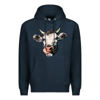 Navy Cow Premium Hoodie - HowdyJamesFarm