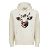 Oatmeal Heather Cow Premium Hoodie - HowdyJamesFarm