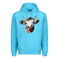 Ocean Blue Cow Premium Hoodie - HowdyJamesFarm