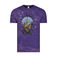 Cloud Purple compass with mountain Vintage Tee - MaliasSmallBusiness