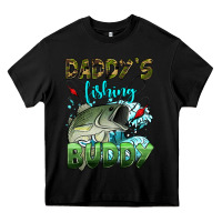 Black daddy's fishing buddy Heavy Core Tee - HRA Design Shop