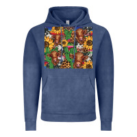 Vintage Denim western cactus sunflower highlands cow Vintage Hoodie - BarkalooDesign