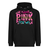 Black I wear pink for my custom name Cancer Awareness Heavyweight Hoodie - HowdyJamesFarm