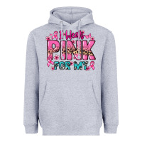 Heather Grey I wear pink for my custom name Cancer Awareness Heavyweight Hoodie - HowdyJamesFarm