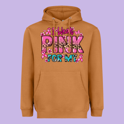 I Wear Pink For My Custom Name Cancer Awareness Heavyweight Hoodie Designed By Howdyjamesfarm