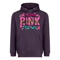 Plum I wear pink for my custom name Cancer Awareness Heavyweight Hoodie - HowdyJamesFarm