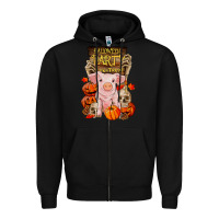 Black halloween party pig Zipper Hoodie - RanaPortraitStore