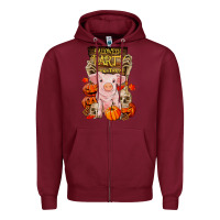 Burgundy halloween party pig Zipper Hoodie - RanaPortraitStore