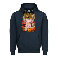 Navy halloween party pig Zipper Hoodie - RanaPortraitStore