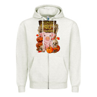 Oatmeal Heather halloween party pig Zipper Hoodie - RanaPortraitStore