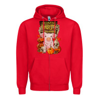Red halloween party pig Zipper Hoodie - RanaPortraitStore