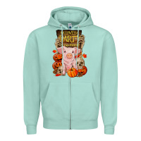 Seafoam halloween party pig Zipper Hoodie - RanaPortraitStore