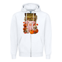 White halloween party pig Zipper Hoodie - RanaPortraitStore