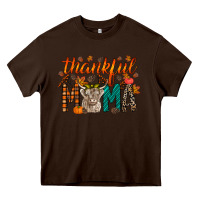 Chocolate Brown thankful mama highland cow Heavy Core Tee - RacoonDesign