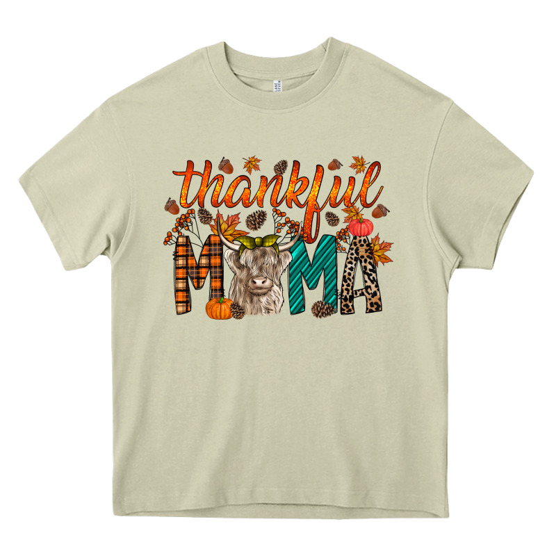 Thankful Mama Highland Cow Heavy Core Tee by RacoonDesign | Teevron
