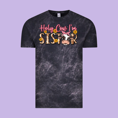 Holy Cow I'm Sister Vintage Tee Designed By Maliassmallbusiness