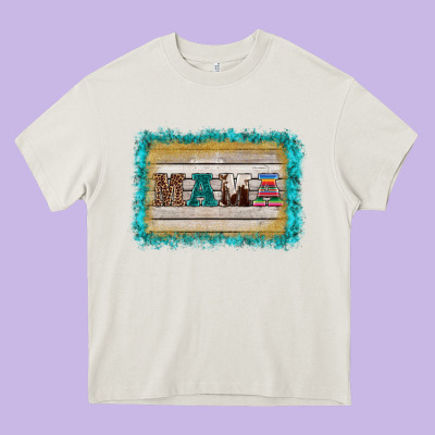 Western Turquoise's Mama Background Heavy Core Tee Designed By Barkaloodesign