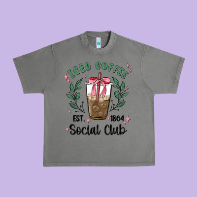 Iced Coffee Social Club Urban Heavy Tee Designed By Maliassmallbusiness
