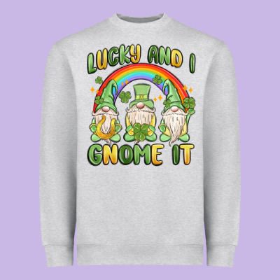 Lucky And I Gnome It Heavyweight Sweatshirt Designed By Maliassmallbusiness