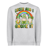 Heather Grey lucky and i gnome it Heavyweight Sweatshirt - MaliasSmallBusiness