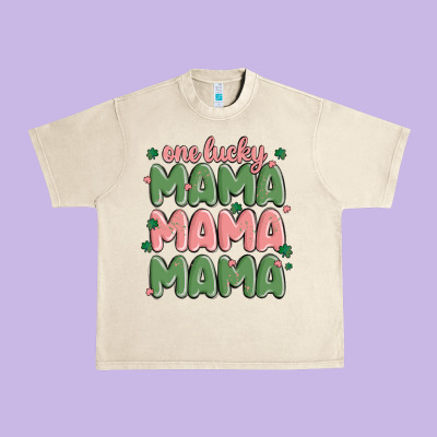 One Lucky Mama Urban Heavy Tee Designed By Maliassmallbusiness