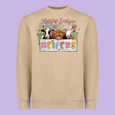 Happy Easter Heifers Heavyweight Sweatshirt Designed By Maliassmallbusiness