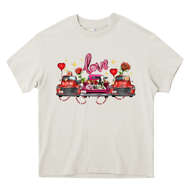 Valentine's Day Farm Trucks Farm Animals Heavy Core Tee by FaDigitalArtStudio | Teevron