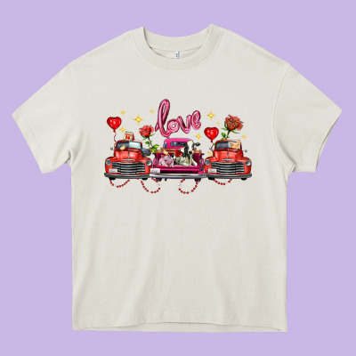 Valentine's Day Farm Trucks Farm Animals Heavy Core Tee Designed By Fadigitalartstudio