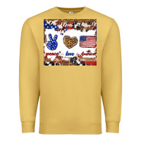 Antique Gold peace love america Premium Sweatshirt - TumblerDesignByShophia