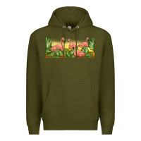 Army Green flamingos with sunset Premium Hoodie - TumblerDesignByShophia