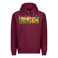 Burgundy flamingos with sunset Premium Hoodie - TumblerDesignByShophia