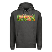 Charcoal Heather flamingos with sunset Premium Hoodie - TumblerDesignByShophia