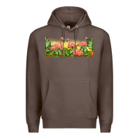 Coffee flamingos with sunset Premium Hoodie - TumblerDesignByShophia