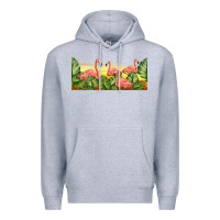 Heather Grey flamingos with sunset Premium Hoodie - TumblerDesignByShophia