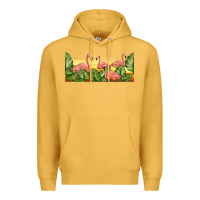 Mustard flamingos with sunset Premium Hoodie - TumblerDesignByShophia