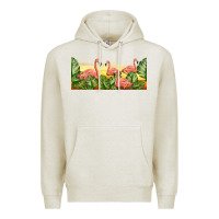 Oatmeal Heather flamingos with sunset Premium Hoodie - TumblerDesignByShophia