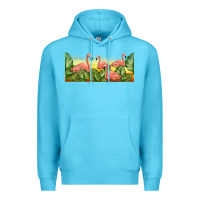 Ocean Blue flamingos with sunset Premium Hoodie - TumblerDesignByShophia
