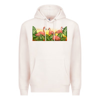 Pale Pink flamingos with sunset Premium Hoodie - TumblerDesignByShophia