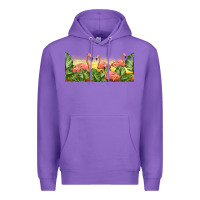 Purple flamingos with sunset Premium Hoodie - TumblerDesignByShophia