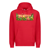 Red flamingos with sunset Premium Hoodie - TumblerDesignByShophia
