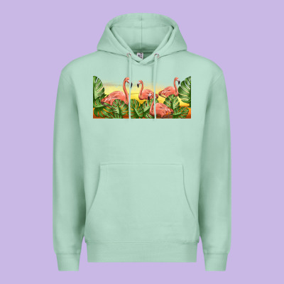 Flamingos With Sunset Premium Hoodie Designed By Tumblerdesignbyshophia