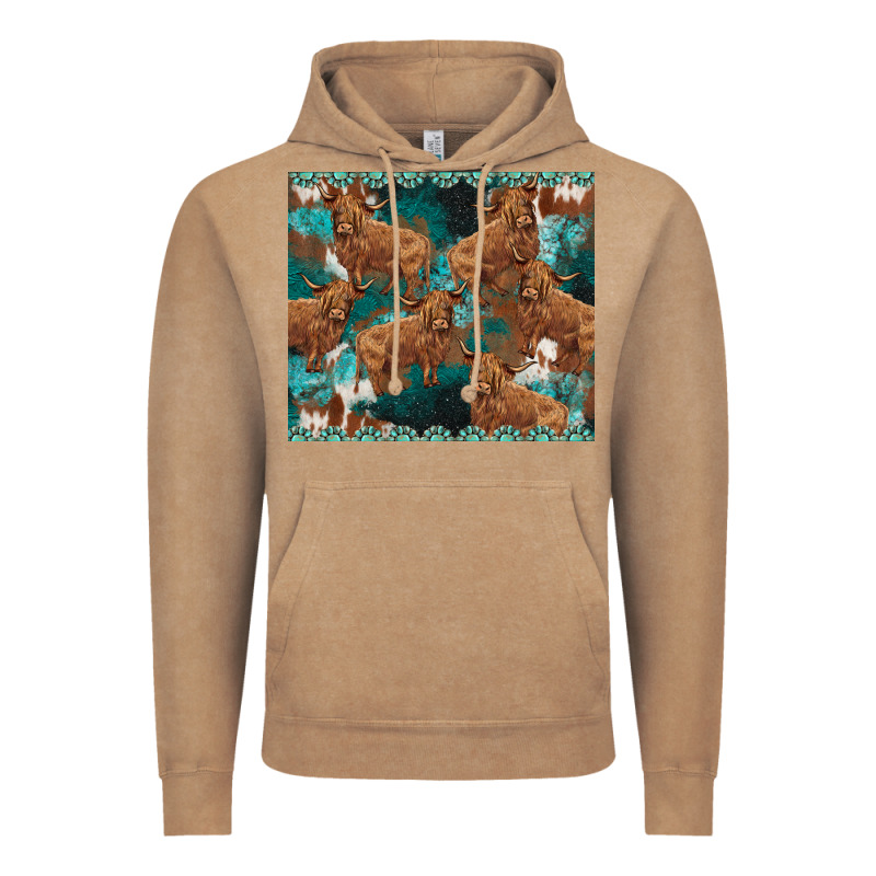 Turquoises Gemstones Cowhide Highlands Cow Vintage Hoodie by BarkalooDesign | Teevron