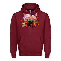 Burgundy halloween pigs Zipper Hoodie - RanaPortraitStore