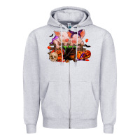 Heather Grey halloween pigs Zipper Hoodie - RanaPortraitStore