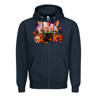 Navy halloween pigs Zipper Hoodie - RanaPortraitStore