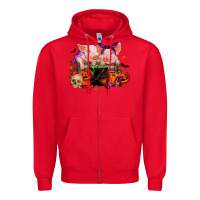 Red halloween pigs Zipper Hoodie - RanaPortraitStore