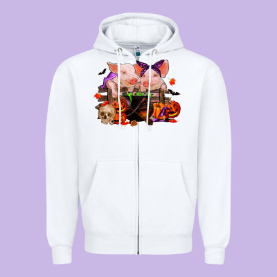 Halloween Pigs Zipper Hoodie Designed By Ranaportraitstore