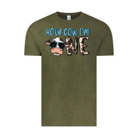 Vintage Olive holy cow i'm one Vintage Tee - MaliasSmallBusiness