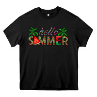 Black hello summer Heavy Core Tee - CowhideDigitalArt